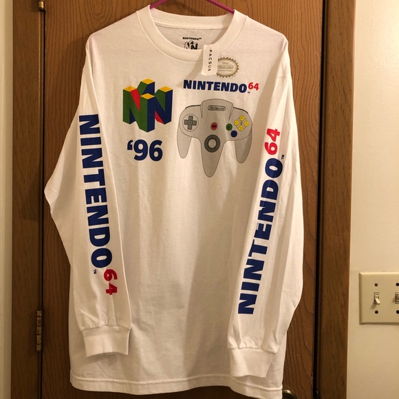 NWT PACSUN white NINTENDO GRAPHIC LONGSLEEVES - Picture 1 of 6